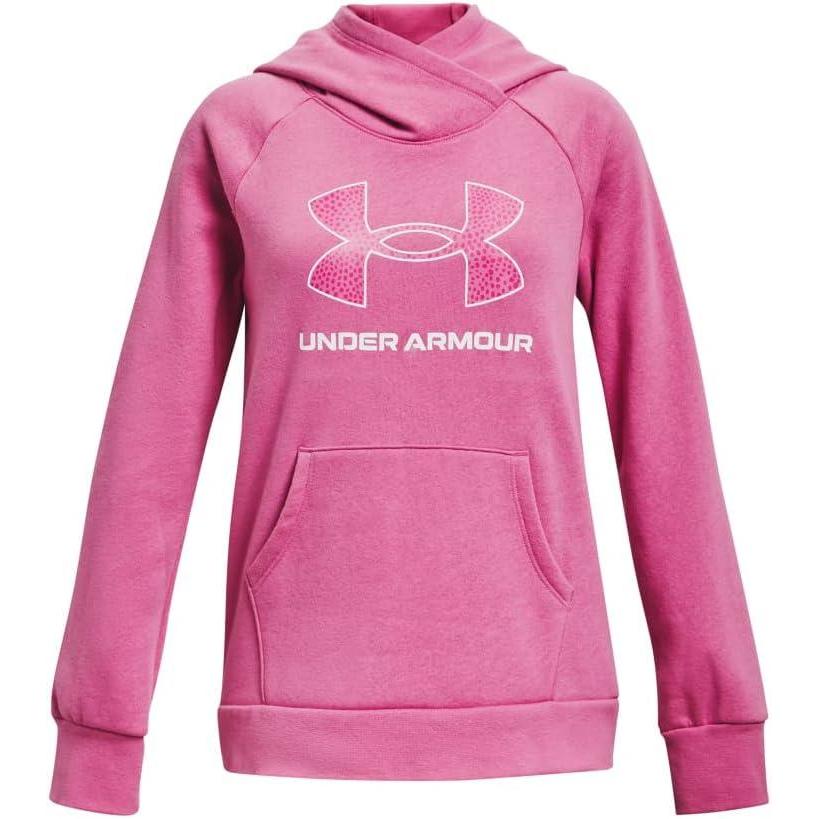 imageUnder Armour Girls Rival Fleece Big Logo Hoodie659 Pink Edge  Pink Edge  White