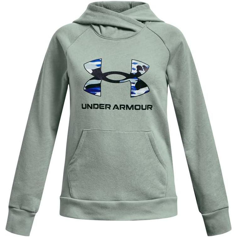 imageUnder Armour Girls Rival Fleece Big Logo Hoodie781 Opal Green   Midnight Navy