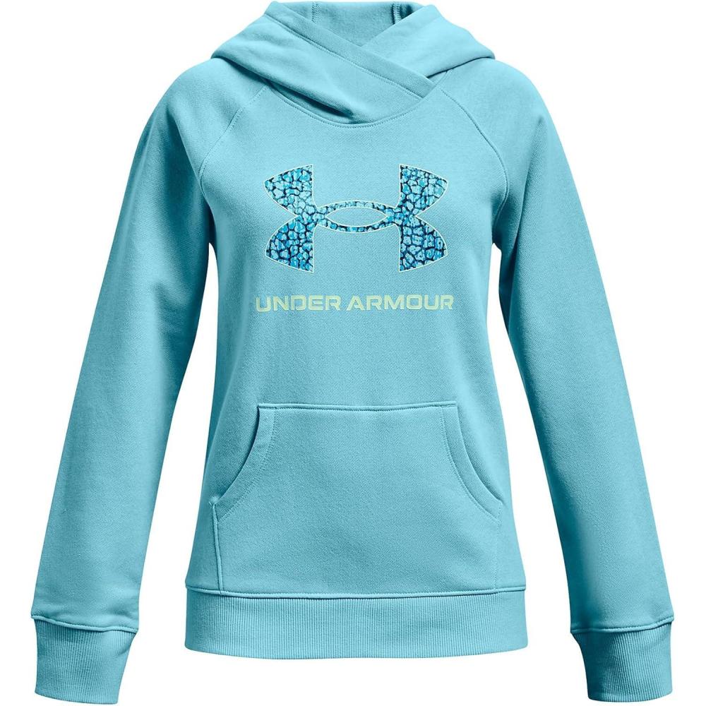 imageUnder Armour Girls Rival Fleece Core Logo HoodieSky Blue 914Aqua Foam