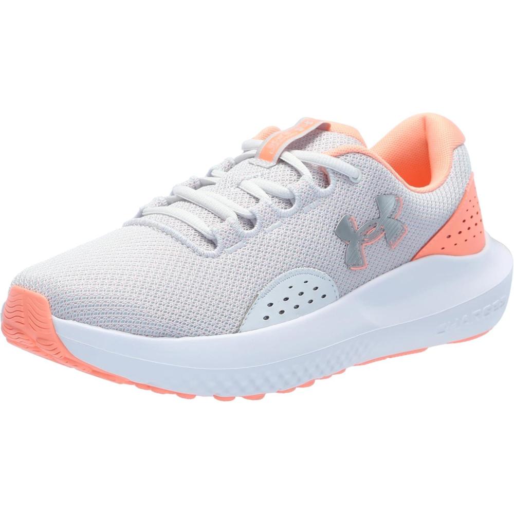 imageUnder Armour Womens Charged Surge 4 Running Shoe106 Distant GrayFlare Orange