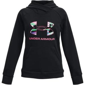 imageUnder Armour Girls Rival Fleece Big Logo Hoodie001 Black   Pink Punk