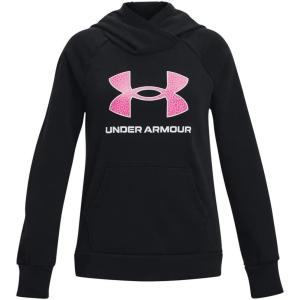 imageUnder Armour Girls Rival Fleece Big Logo Hoodie002 Black  Pink Edge  White