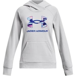imageUnder Armour Girls Rival Fleece Big Logo Hoodie015 Halo Gray Light Heather   Versa Blue