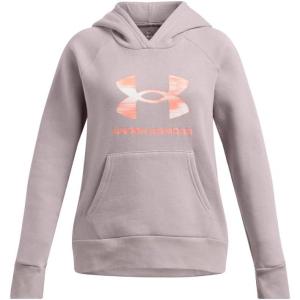 imageUnder Armour Girls Rival Fleece Big Logo Hoodie016 Tetra Gray   Flare Orange