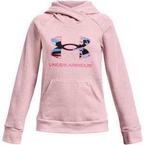 imageUnder Armour Girls Rival Fleece Big Logo Hoodie647 Prime Pink   Pink Punk