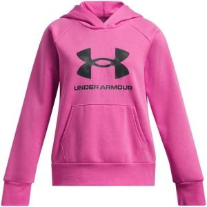 imageUnder Armour Girls Rival Fleece Big Logo Hoodie653 Rebel Pink   Black