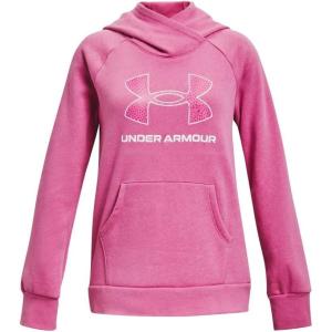 imageUnder Armour Girls Rival Fleece Big Logo Hoodie659 Pink Edge  Pink Edge  White