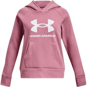 imageUnder Armour Girls Rival Fleece Big Logo Hoodie697 Pink Elixir   White
