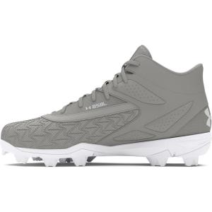 imageUnder Armour Mens Leadoff Mid 30 Baseball Cleat Sneaker100 Baseball GrayBaseball GrayWhite