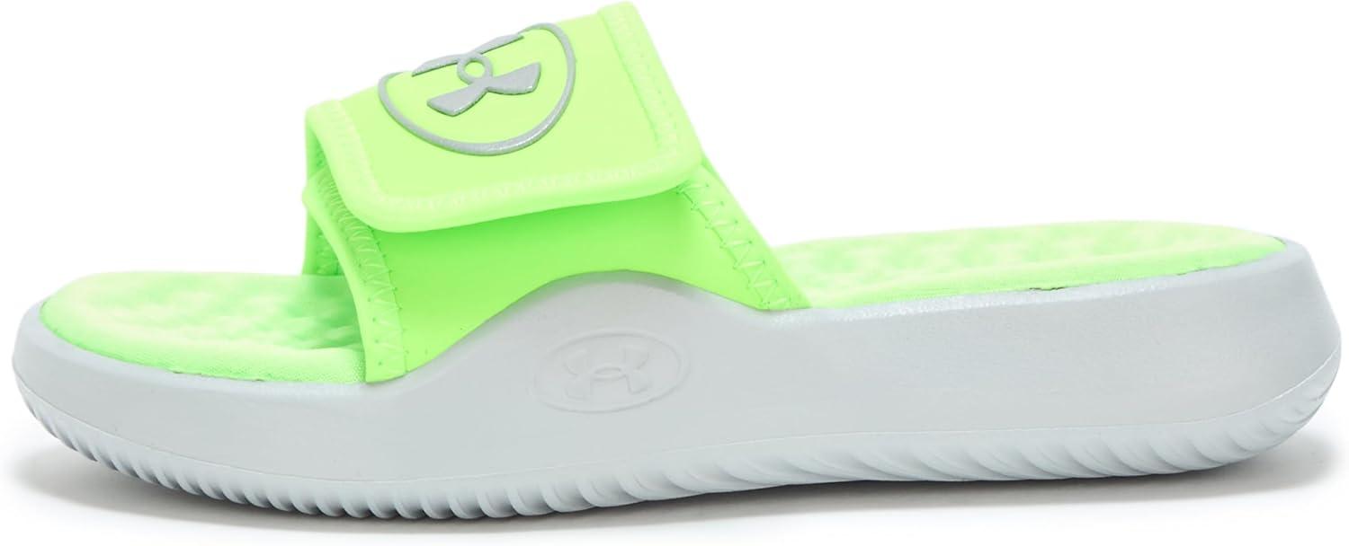 imageUnder Armour Boys Ignite Pro 8 Slide Sandal011 Mod GrayHyper GreenReflective