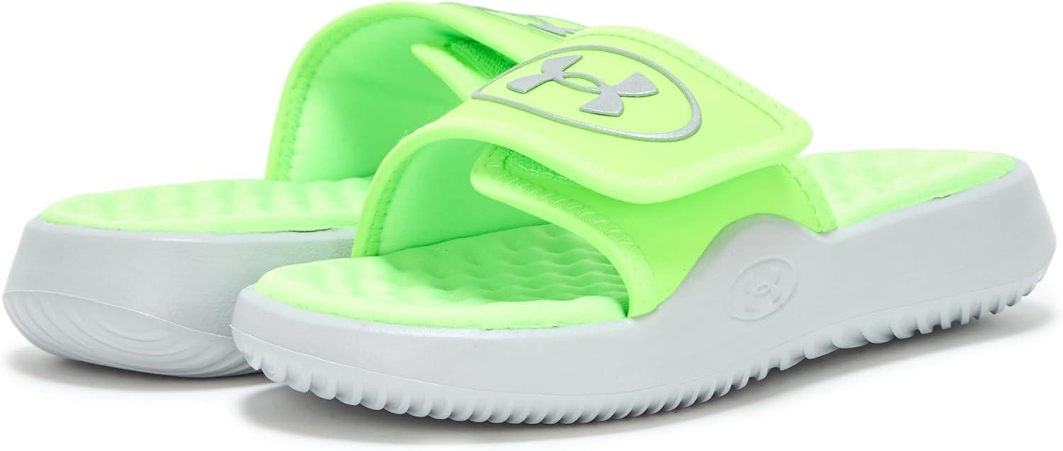 imageUnder Armour Boys Ignite Pro 8 Slide Sandal011 Mod GrayHyper GreenReflective