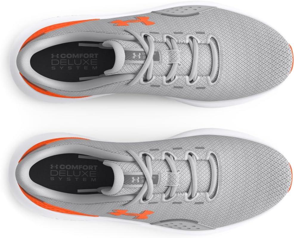 imageUnder Armour Mens Charged Surge 4 Sneaker104 Mod GrayWhiteTeam Orange