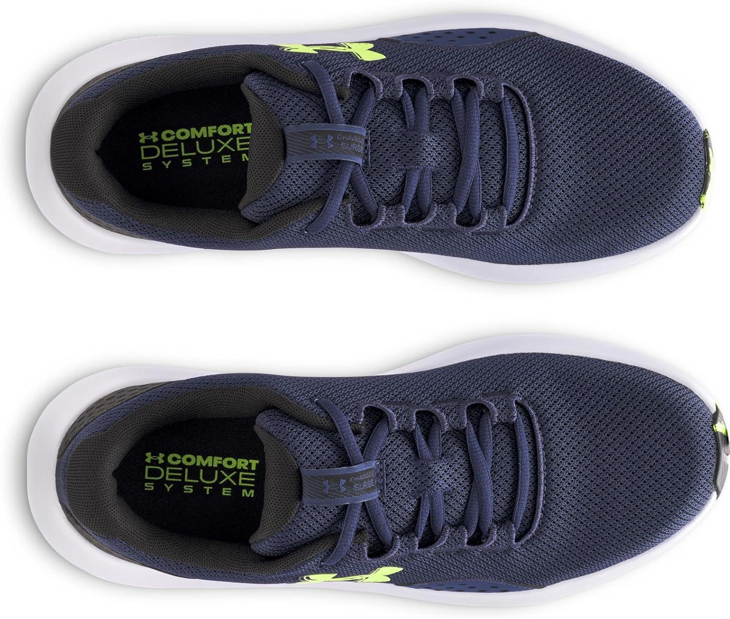 imageUnder Armour Mens Charged Surge 4 Sneaker404 Washed NavyBlackHigh Vis Yellow