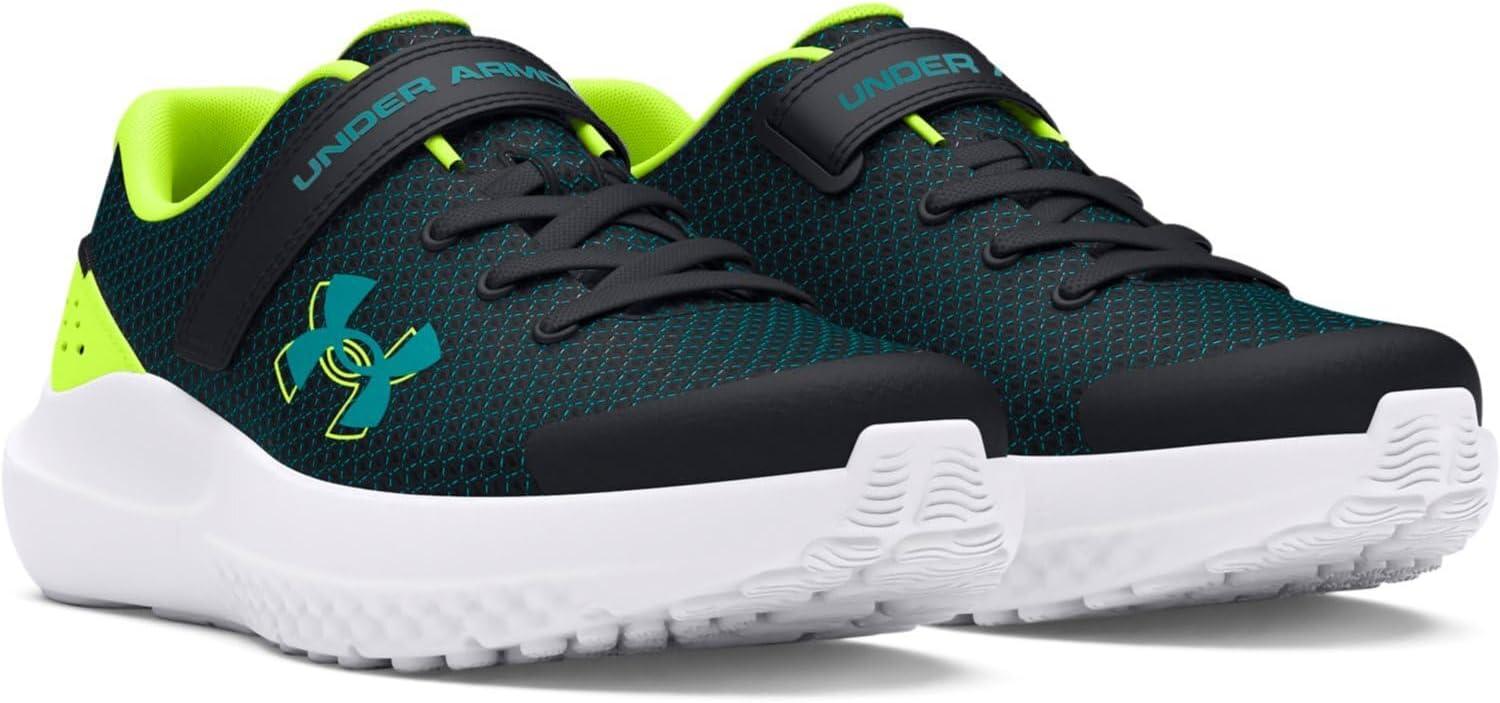 imageUnder Armour UnisexChild Pre School Surge 4 Alternate Closure Running Shoe003 BlackHigh Vis YellowCircuit Teal