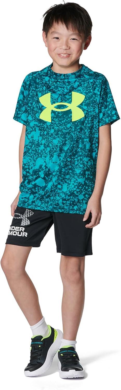 imageUnder Armour UnisexChild Pre School Surge 4 Alternate Closure Running Shoe003 BlackHigh Vis YellowCircuit Teal