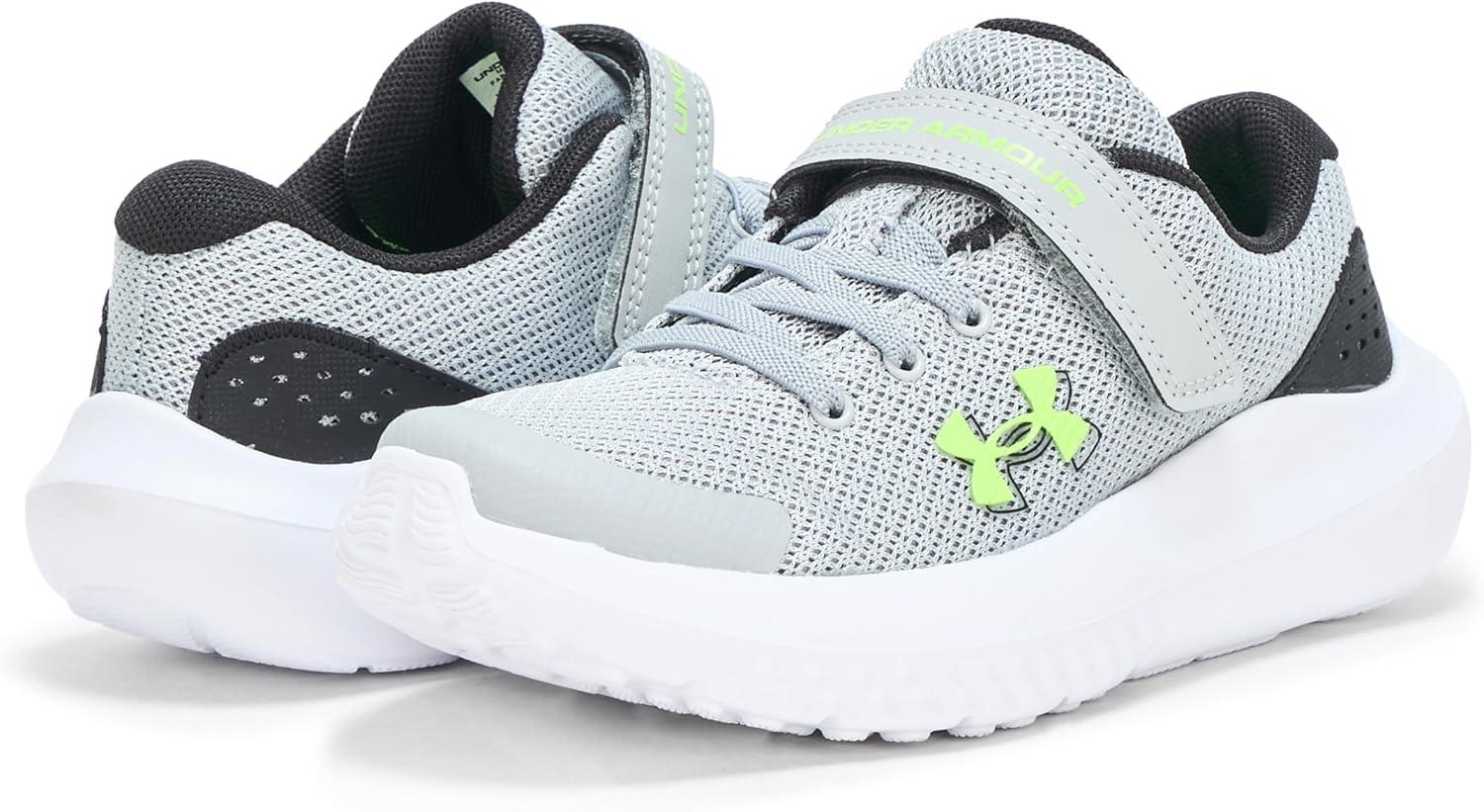 imageUnder Armour UnisexChild Pre School Surge 4 Alternate Closure Running Shoe012 Mod GrayBlackHyper Green