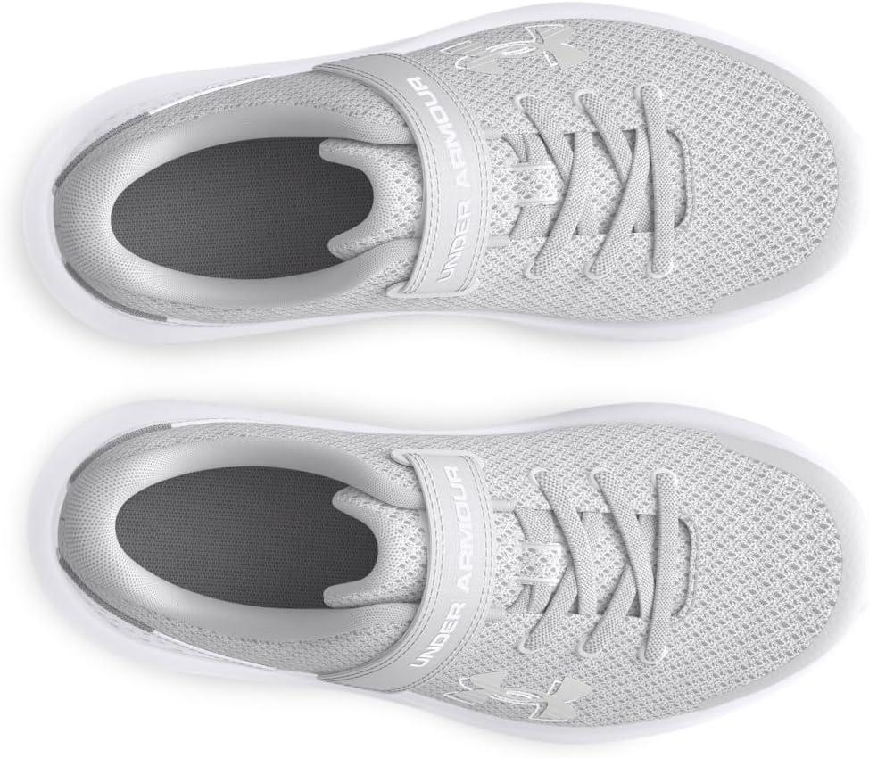 imageUnder Armour UnisexChild Pre School Surge 4 Alternate Closure Running Shoe100 Halo GrayWhiteIridescent