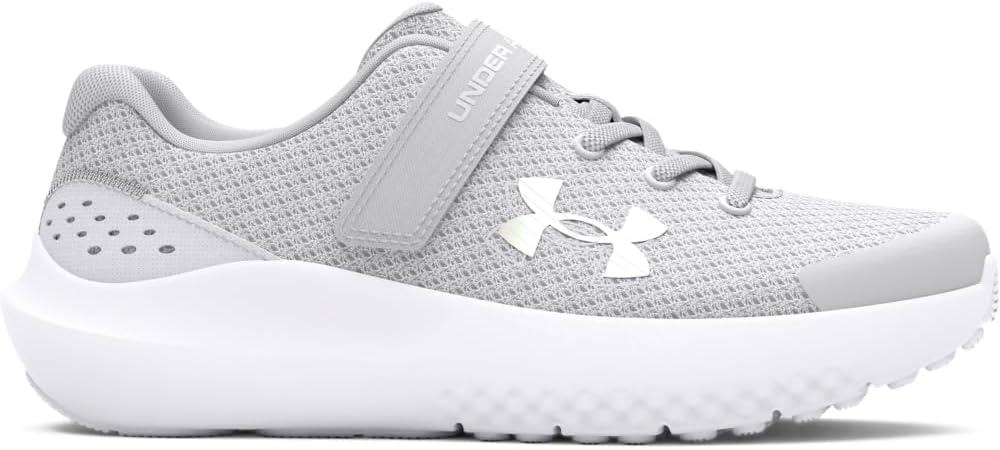 imageUnder Armour UnisexChild Pre School Surge 4 Alternate Closure Running Shoe100 Halo GrayWhiteIridescent