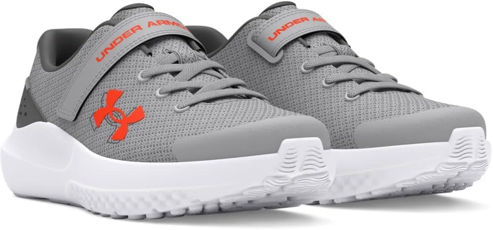 imageUnder Armour UnisexChild Pre School Surge 4 Alternate Closure Running Shoe100 Mod GrayCastlerockPhoenix Fire
