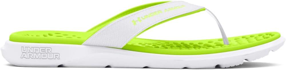 imageUnder Armour Womens Ignite Pro Marbella Flip Flop Slide Sandal102 WhiteWhiteHighvis Yellow