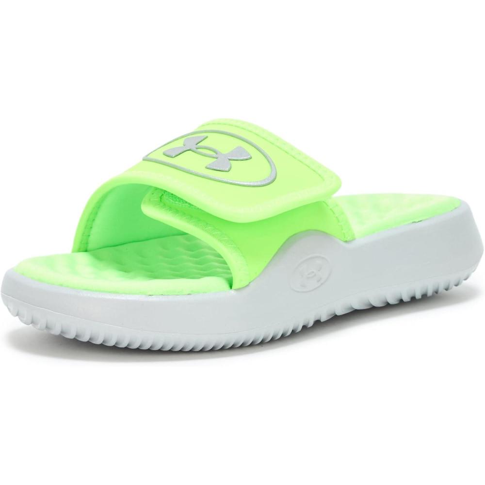 imageUnder Armour Boys Ignite Pro 8 Slide Sandal011 Mod GrayHyper GreenReflective