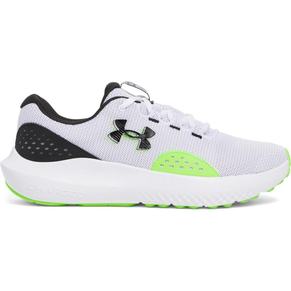 imageUnder Armour Mens Charged Surge 4 SneakerWhiteHyper GreenBlack