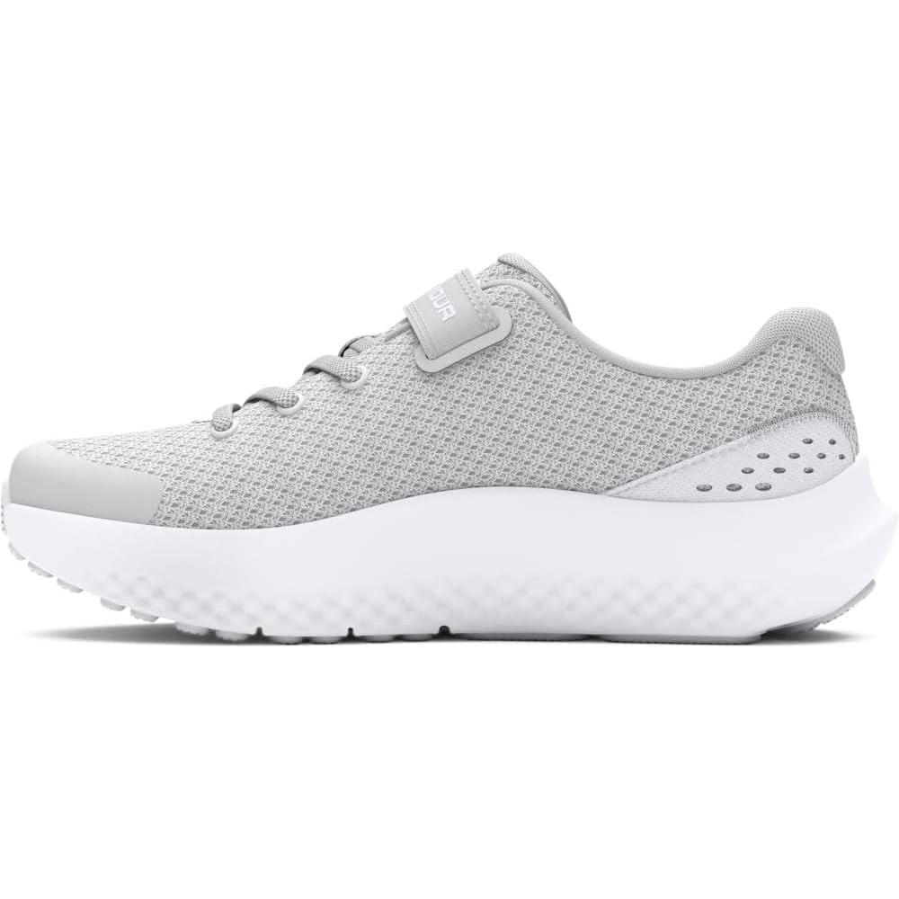 imageUnder Armour UnisexChild Pre School Surge 4 Alternate Closure Running Shoe100 Halo GrayWhiteIridescent