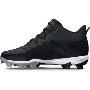imageUnder Armour Mens Harper 8 Mid Rm Baseball Shoe001 BlackBlackMetallic Silver