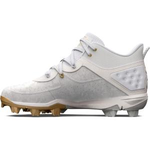 imageUnder Armour Mens Harper 8 Mid Rm Baseball Shoe100 WhiteWhiteMetallic Gold