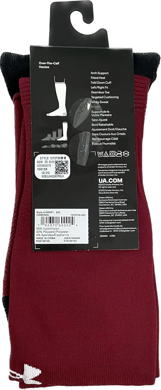 imageUnder Armour Adult Soccer OverTheCalf SocksCardinalblackwhite