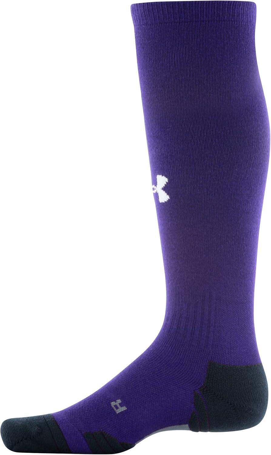 imageUnder Armour Adult Team OverTheCalf Socks 1PairPurpleBlackWhite