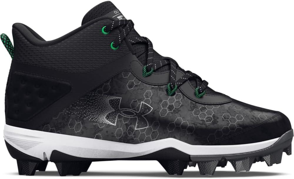 imageUnder Armour Boys Harper 8 Mid TPU Jr Baseball Shoe001 BlackBlackMetallic Silver
