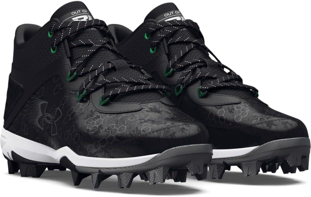 imageUnder Armour Boys Harper 8 Mid TPU Jr Baseball Shoe001 BlackBlackMetallic Silver