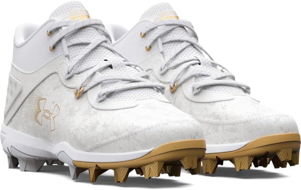 imageUnder Armour Boys Harper 8 Mid TPU Jr Baseball Shoe100 WhiteWhiteHalo Gray