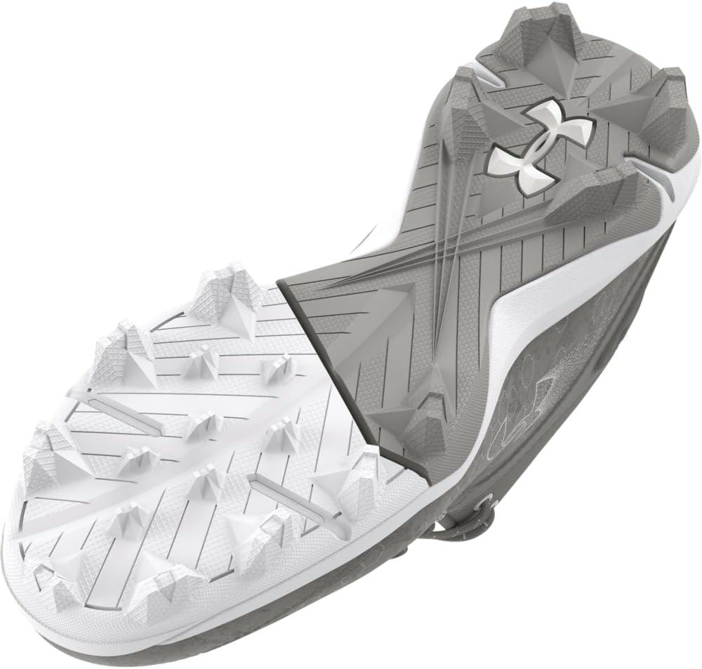 imageUnder Armour Boys Harper 8 Mid TPU Jr Baseball Shoe101 Baseball GrayBaseball GrayWhite
