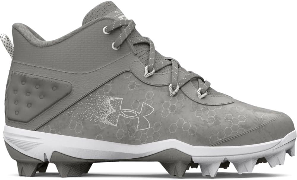 imageUnder Armour Boys Harper 8 Mid TPU Jr Baseball Shoe101 Baseball GrayBaseball GrayWhite
