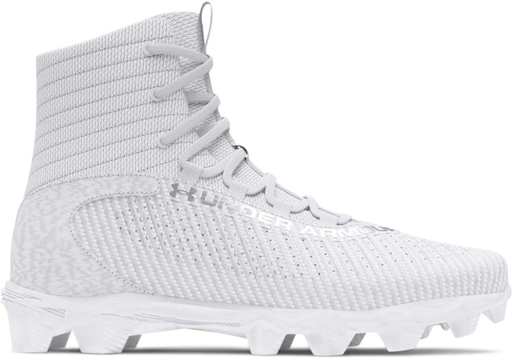 imageUnder Armour Boys Highlight Franchise Rm Jr 20 Football Shoe100 WhiteMetallic SilverMetallic Silver