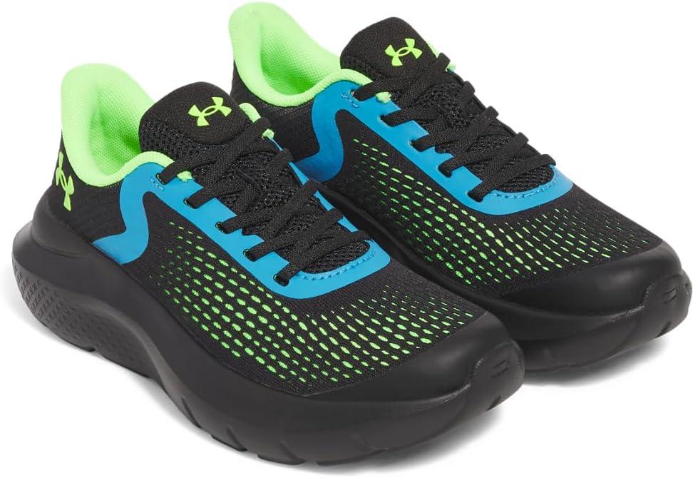 imageUnder Armour Boys Pre School Rogue 4 Alternate Lace Sneaker003 BlackHyper GreenHyper Green