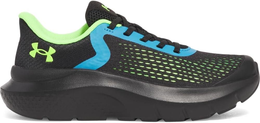 imageUnder Armour Boys Pre School Rogue 4 Alternate Lace Sneaker003 BlackHyper GreenHyper Green