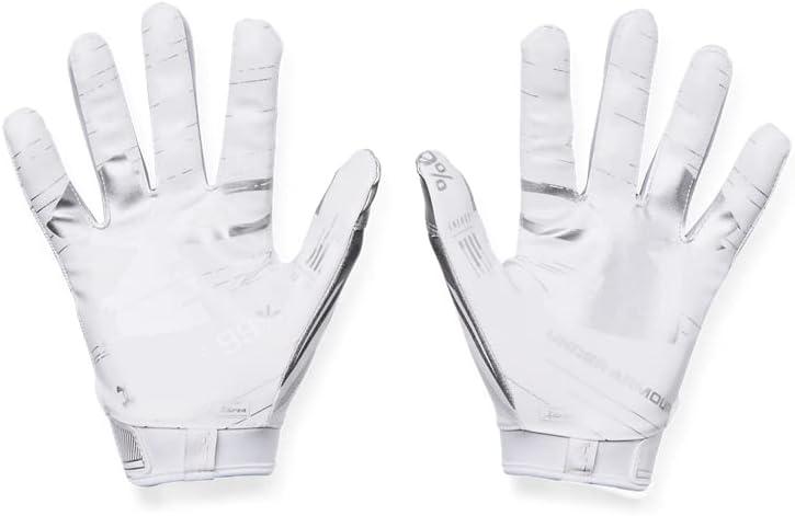 imageUnder Armour Mens F8 Football Gloves100  White  Metallic Silver