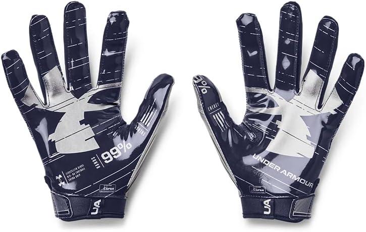 imageUnder Armour Mens F8 Football Gloves410  Midnight Navy  Metallic Silver