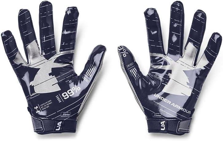 imageUnder Armour Mens F8 Football Gloves410  Midnight Navy  Metallic Silver