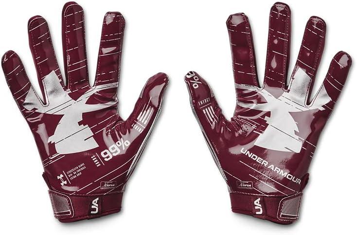 imageUnder Armour Mens F8 Football Gloves609  Maroon  Metallic Silver