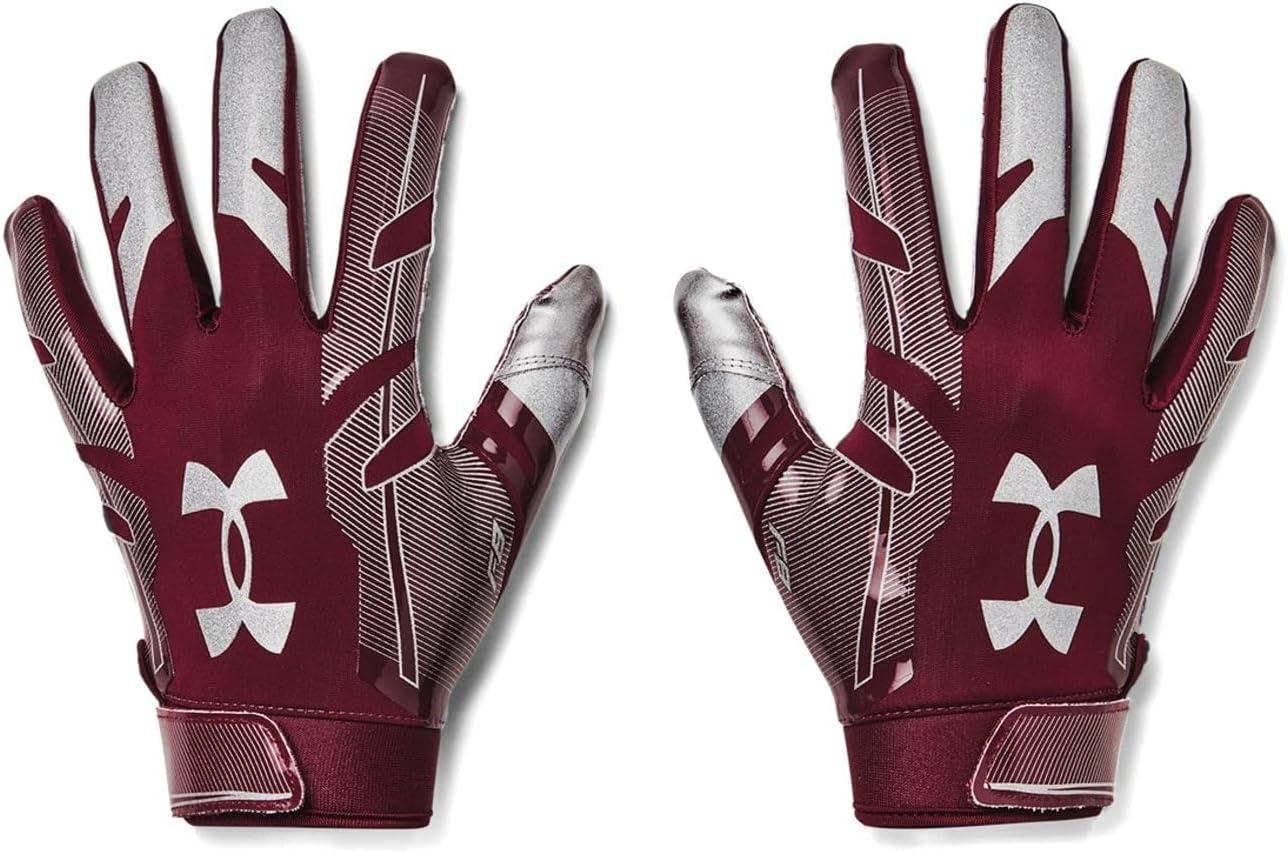 imageUnder Armour Mens F8 Football Gloves609  Maroon  Metallic Silver