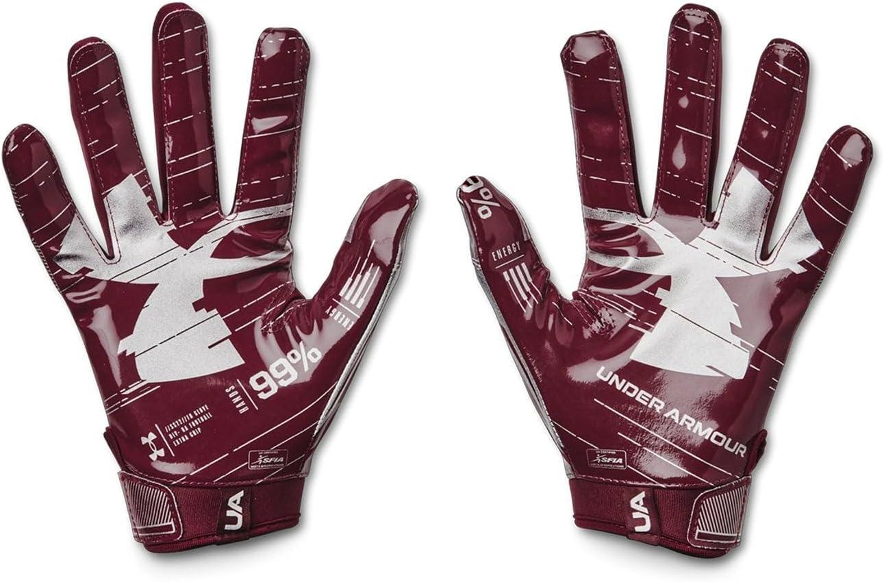 imageUnder Armour Mens F8 Football Gloves609  Maroon  Metallic Silver
