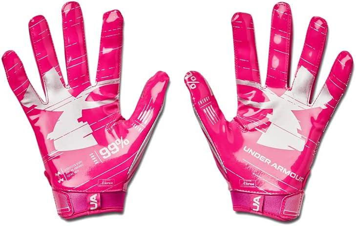 imageUnder Armour Mens F8 Football Gloves654  Tropic Pink  Metallic Silver