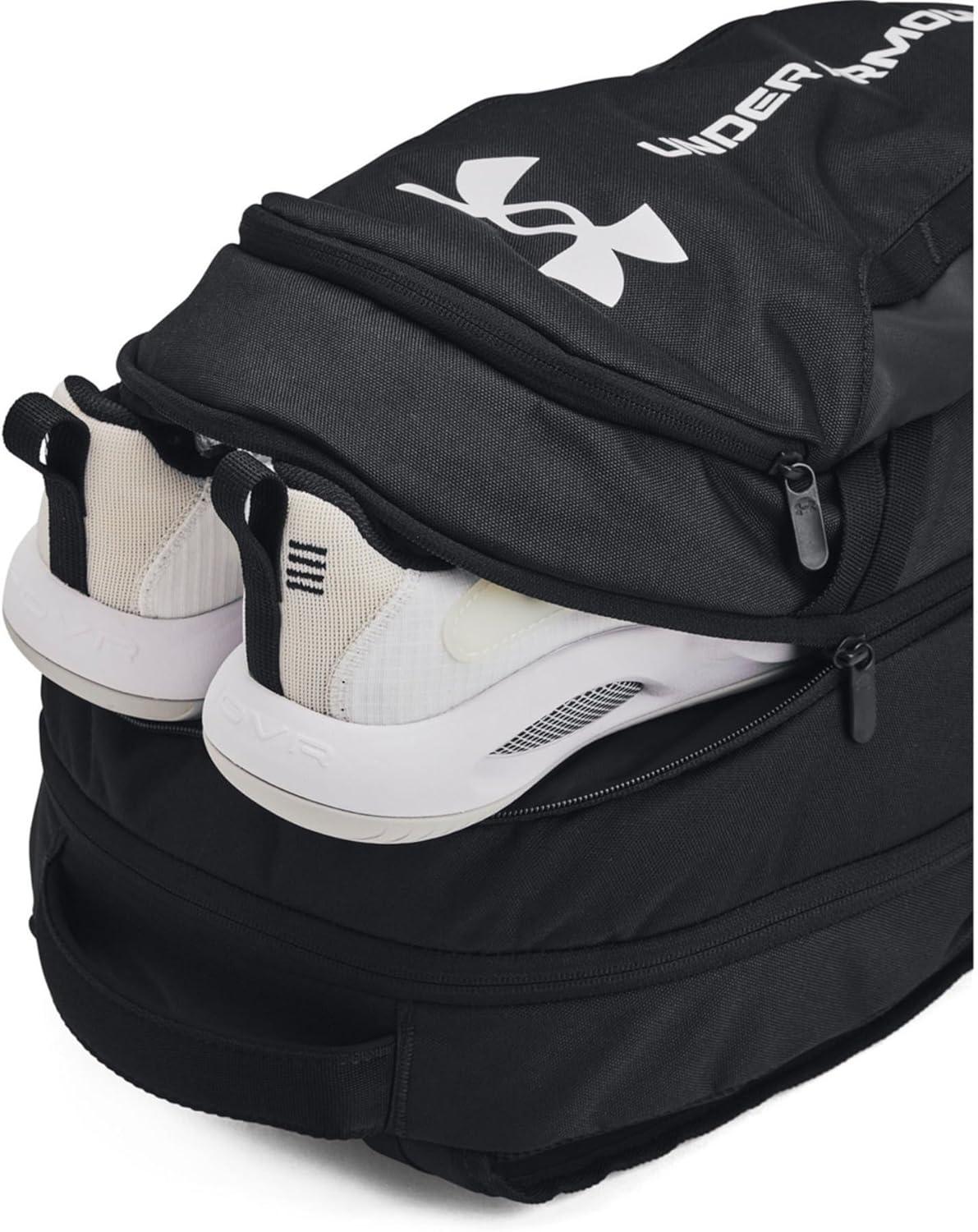 imageUnder Armour UnisexAdult Hustle 60 Backpack 001 BlackBlackMetallic Gold One Size Fits Most002 Black  Black  White