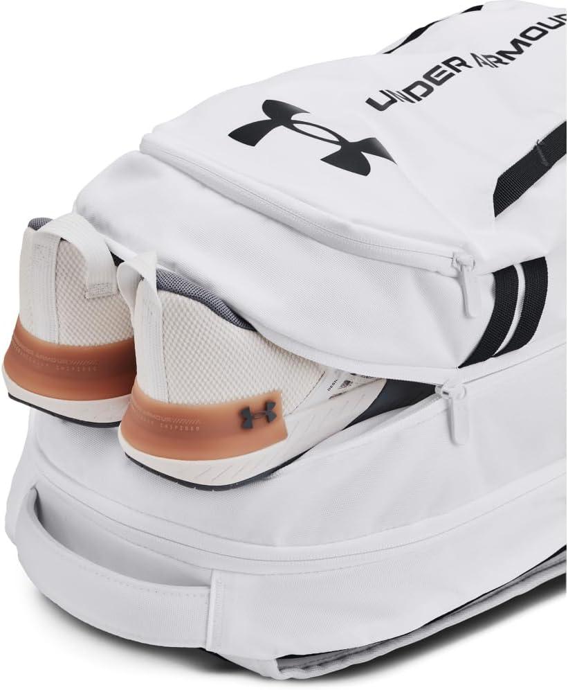 imageUnder Armour UnisexAdult Hustle 60 Backpack 001 BlackBlackMetallic Gold One Size Fits Most100 White  White  Black