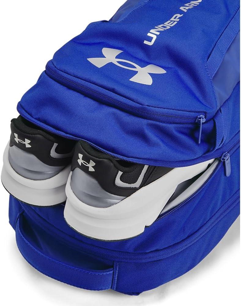 imageUnder Armour UnisexAdult Hustle 60 Backpack 001 BlackBlackMetallic Gold One Size Fits Most401 Royal  Royal  Metallic Silver