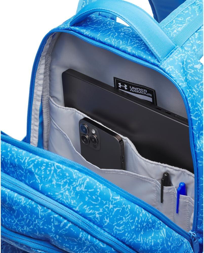 imageUnder Armour UnisexAdult Hustle 60 Backpack 001 BlackBlackMetallic Gold One Size Fits Most402 Blue Atlantis  Blue Atlantis  Metallic Silver